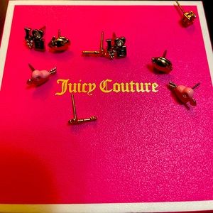 Lot of 4 ( FOUR ) pairs of small Juicy Couture Studs in Box.